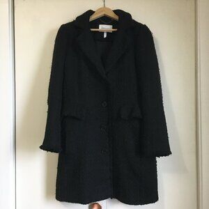 BCBGeneration Black Nubby Bouclé Fringed Coat - Size Small - Shabby Chic